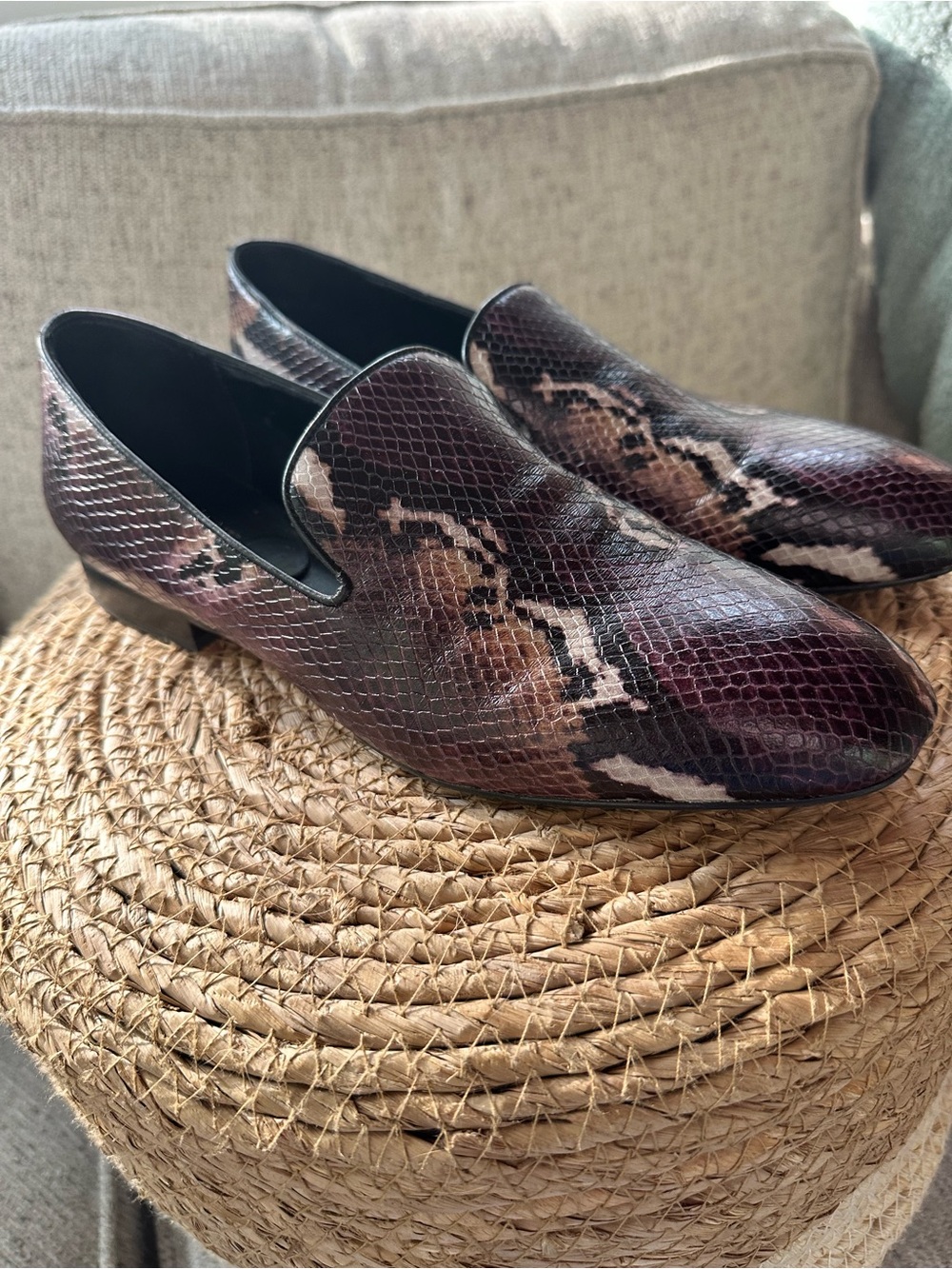 Donald J. Pliner Women's Burgundy Snake-Print Loafers